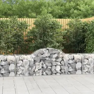 vidaXL Paniers à gabions arqués 3 pcs 200x50x60/80 cm Fer galvanisé pas cher