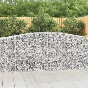 vidaXL Paniers à gabions arqués 2 pcs 400x50x100/120 cm Fer galvanisé pas cher