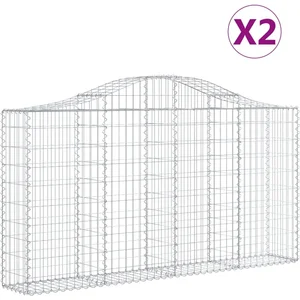 vidaXL Paniers à gabions arqués 2 pcs 200x30x100/120 cm Fer galvanisé pas cher