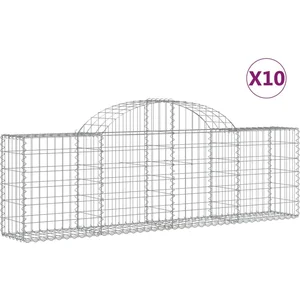 vidaXL Paniers à gabions arqués 10 pcs 200x30x60/80 cm Fer galvanisé pas cher