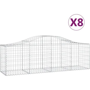 vidaXL Paniers à gabions arqués 8 pcs 200x50x60/80 cm Fer galvanisé pas cher