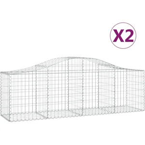 Comparateur de prix : vidaXL Paniers à gabions arqués 2 pcs 200x50x60/80 cm Fer galvanisé