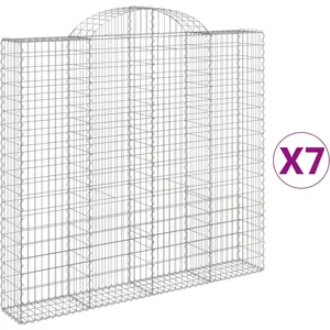 vidaXL Paniers à gabions arqués 7 pcs 200x30x180/200 cm Fer galvanisé pas cher