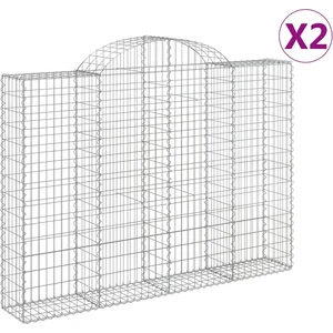 vidaXL Paniers à gabions arqués 2 pcs 200x30x140/160 cm Fer galvanisé pas cher