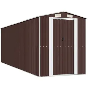 Comparateur de prix : vidaXL Abri de jardin Marron foncé 192x606x223 cm Acier galvanisé