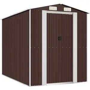 vidaXL Abri de jardin Marron foncé 192x274x223 cm Acier galvanisé pas cher