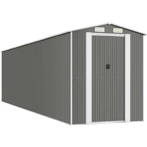 Comparateur de prix : vidaXL Abri de jardin Gris clair 192x772x223 cm Acier galvanisé