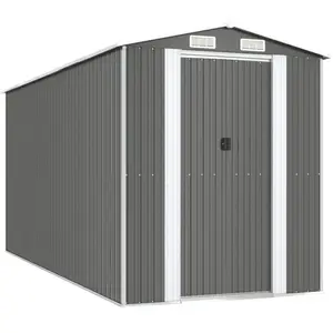 Comparateur de prix : vidaXL Abri de jardin Gris clair 192x440x223 cm Acier galvanisé