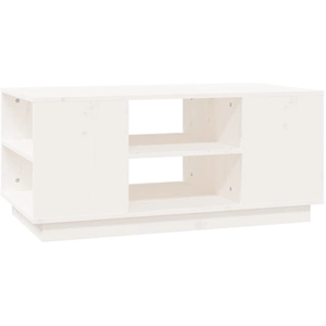 vidaXL Table basse Blanc 90x49x40,5 cm Bois massif de pin pas cher