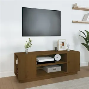 Comparateur de prix : vidaXL Meuble TV Marron miel 110x35x40,5 cm Bois de pin massif
