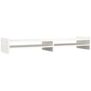 vidaXL Support de moniteur Blanc 100x27x15 cm Bois de pin solide pas cher