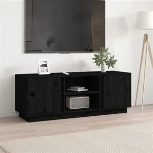 vidaXL Meuble TV Noir 110x35x40,5 cm Bois de pin massif pas cher