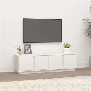 Comparateur de prix : vidaXL Meuble TV Blanc 140x40x40 cm Bois de pin massif