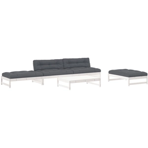 vidaXL Salon de jardin 6 pcs avec coussins blanc bois massif pas cher