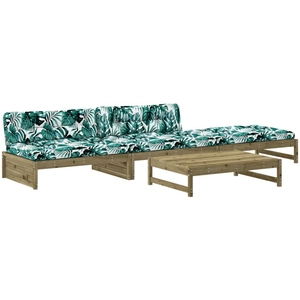 vidaXL Salon de jardin 4 pcs avec coussins bois de pin imprégné pas cher