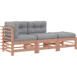 vidaXL Salon de jardin 3 pcs avec coussins bois massif douglas pas cher