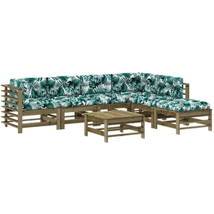 vidaXL Salon de jardin 7 pcs avec coussins bois de pin imprégné pas cher