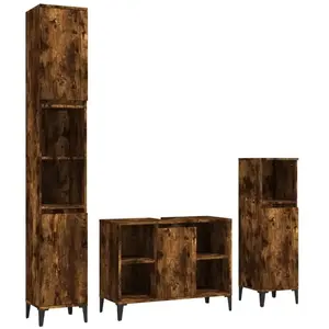 Comparateur de prix : vidaXL Ensemble de meubles de salle de bain 3 pcs Chêne fumé