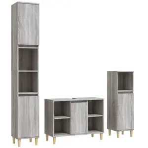 vidaXL Ensemble de meubles de salle de bain 3 pcs Sonoma gris pas cher