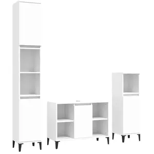 vidaXL Ensemble de meubles salle de bain 3 pcs blanc bois d'ingénierie pas cher