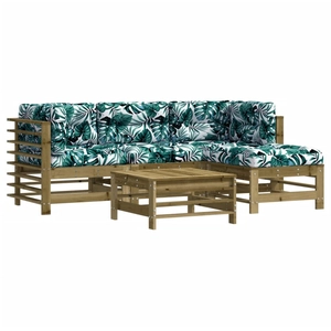 vidaXL Salon de jardin 5 pcs avec coussins bois de pin imprégné pas cher