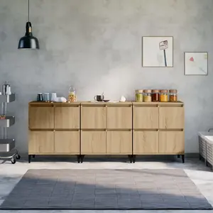 vidaXL Buffets 3 pcs chêne sonoma 60x35x70 cm bois d'ingénierie pas cher
