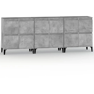 vidaXL Buffets 3 pcs gris béton 60x35x70 cm bois d'ingénierie pas cher