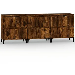 vidaXL Buffets 3 pcs chêne fumé 60x35x70 cm bois d'ingénierie pas cher