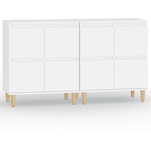 vidaXL Buffets 2 pcs blanc 60x35x70 cm bois d'ingénierie