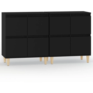 vidaXL Buffets 2 pcs noir 60x35x70 cm bois d'ingénierie
