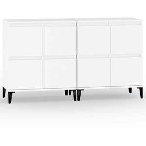 vidaXL Buffets 2 pcs blanc 60x35x70 cm bois d'ingénierie pas cher