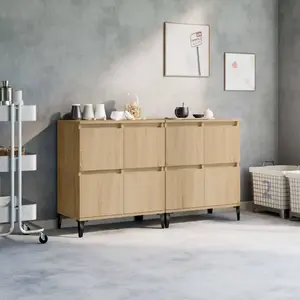 vidaXL Buffets 2 pcs chêne sonoma 60x35x70 cm bois d'ingénierie pas cher