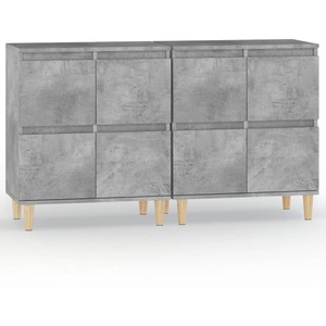 vidaXL Buffets 3 pcs gris béton 60x35x70 cm bois d'ingénierie pas cher