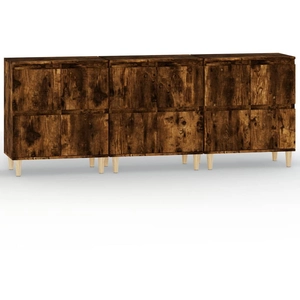 vidaXL Buffets 3 pcs chêne fumé 60x35x70 cm bois d'ingénierie pas cher