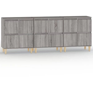 vidaXL Buffets 3 pcs sonoma gris 60x35x70 cm bois d'ingénierie pas cher