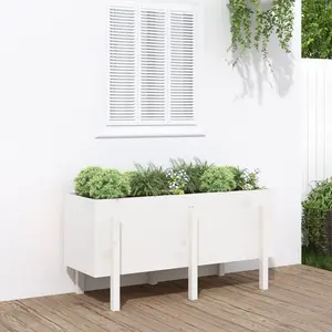 vidaXL Lit surélevé de jardin blanc 121x50x57 cm bois de pin massif pas cher