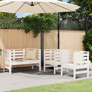 Comparateur de prix : vidaXL Salon de jardin 3 pcs blanc bois massif de pin