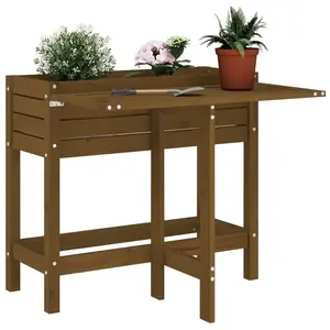 vidaXL Jardinière de jardin avec dessus pliable brun miel pin massif pas cher