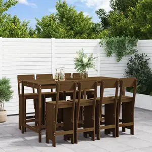vidaXL Ensemble de bar de jardin 9 pcs marron miel bois de pin massif pas cher