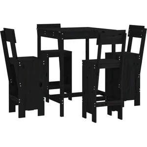 vidaXL Ensemble de bar de jardin 5 pcs noir bois de pin massif pas cher