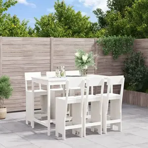 Comparateur de prix : vidaXL Ensemble de bar de jardin 7 pcs blanc bois de pin massif