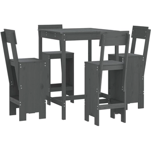 vidaXL Ensemble de bar de jardin 5 pcs gris bois de pin massif pas cher