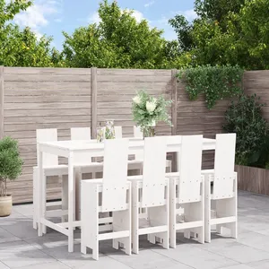 vidaXL Ensemble de bar de jardin 9 pcs blanc bois de pin massif pas cher