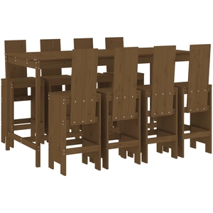vidaXL Ensemble de bar de jardin 9 pcs marron miel bois de pin massif pas cher