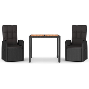 vidaXL Ensemble à manger de jardin coussins 5pcs Noir Résine tressée pas cher