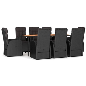 vidaXL Ensemble à manger de jardin coussins 5pcs Noir Résine tressée pas cher