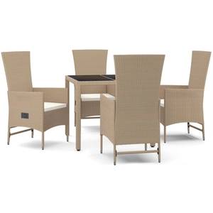 vidaXL Ensemble à manger de jardin avec coussins 5pcs Beige poly rotin pas cher