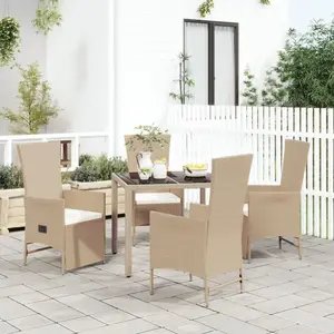 vidaXL Ensemble à manger de jardin avec coussins 5pcs Beige poly rotin pas cher