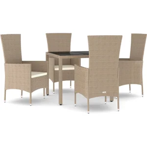vidaXL Ensemble à manger de jardin avec coussins 5pcs Beige poly rotin pas cher
