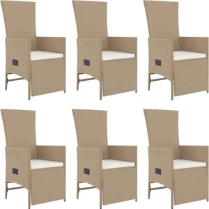 vidaXL Ensemble à manger de jardin et coussins 7 pcs beige poly rotin pas cher